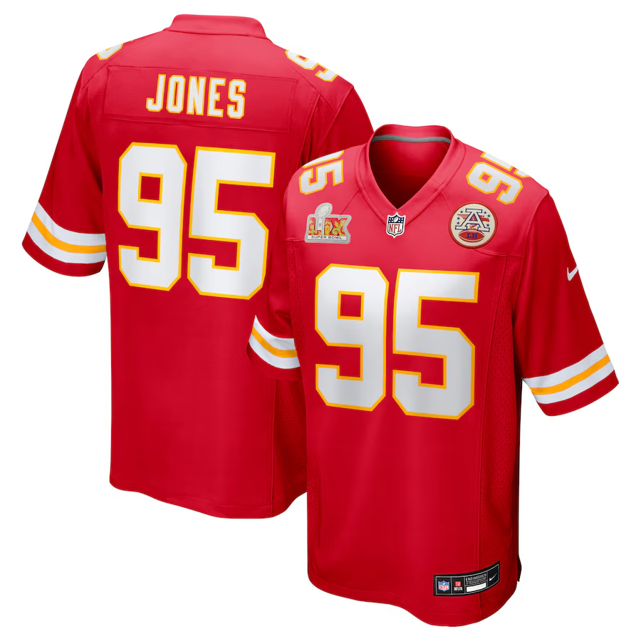 Men's Kansas City Chiefs Chris Jones #95 Red Super Bowl LIX Jersey